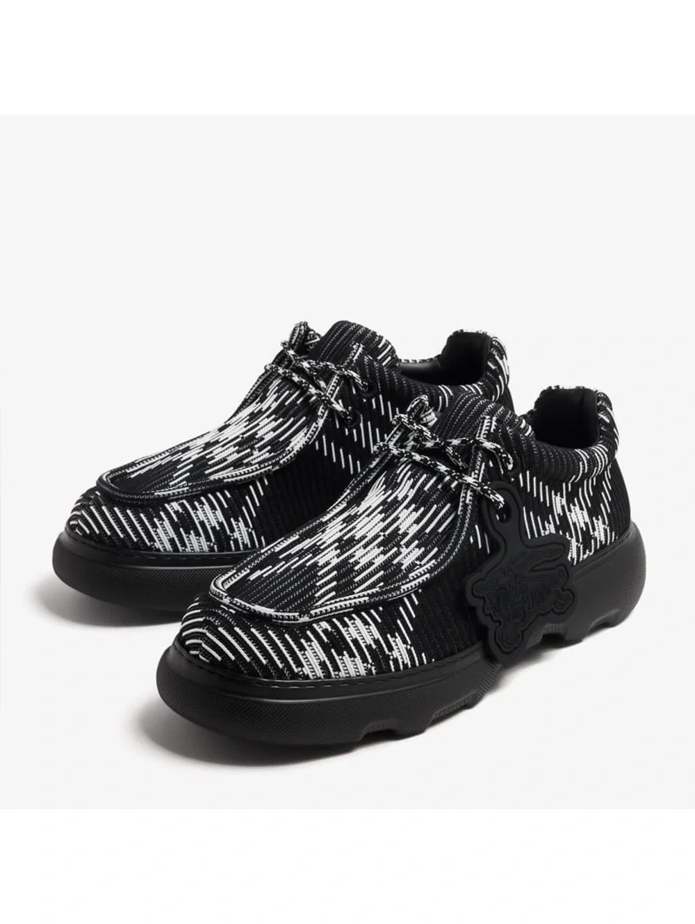 Burberry Creeper Check Woven Lace Up Boots Black Made in Italy, NWT, EU Size 44